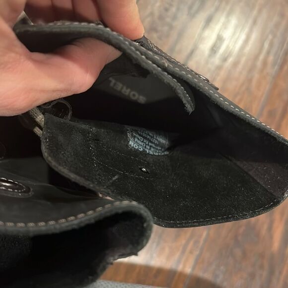Sorel Boots size 9Joan Of Arctic Wedge Lace Mid Calf 2173-010 Black Leather GUC - Picture 10 of 14